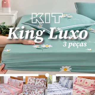 Kit Jogo de Lençol King 3 Peças 1,93m x 2,03m x 30cm de Altura Estampas Sortidas