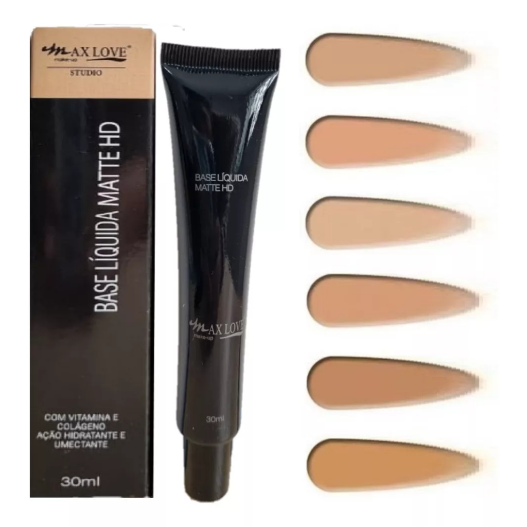 6 Base Liquida Matte Hd Cor Clara e media 08 A 15 Max Love | Shopee Brasil