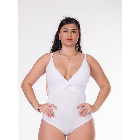 Body Feminino com Bojo Canelado Branco