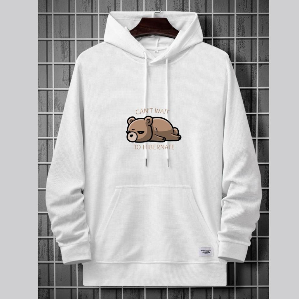 Moletom Com Capuz Canguru Estampa Urso Cansado Can't Wait To Hibernate