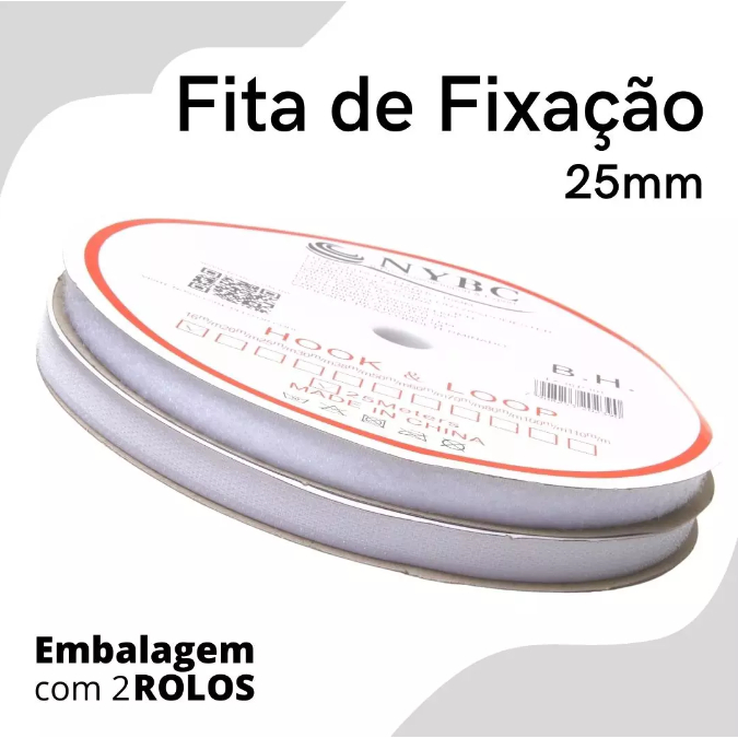 Fita de Fixação FX - Tipo Velcro - Branco 101 - 25mm - 1metro