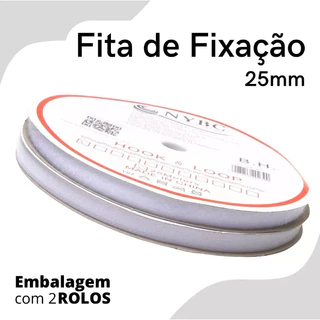 Fita de Fixação FX - Tipo Velcro - Branco 101 - 25mm - 1metro