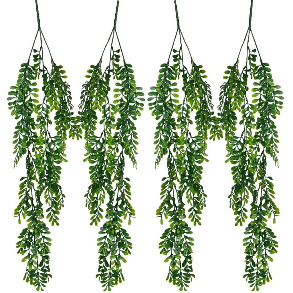 Kit 4 Plantas Artificiais Pendentes De Samambaia Decorativa Com Folhas 