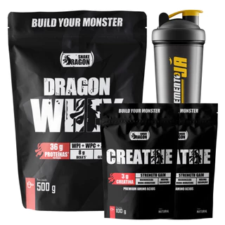 Kit Whey Protein, 500g + 2x Creatina 100g + Coqueteleira 600ml