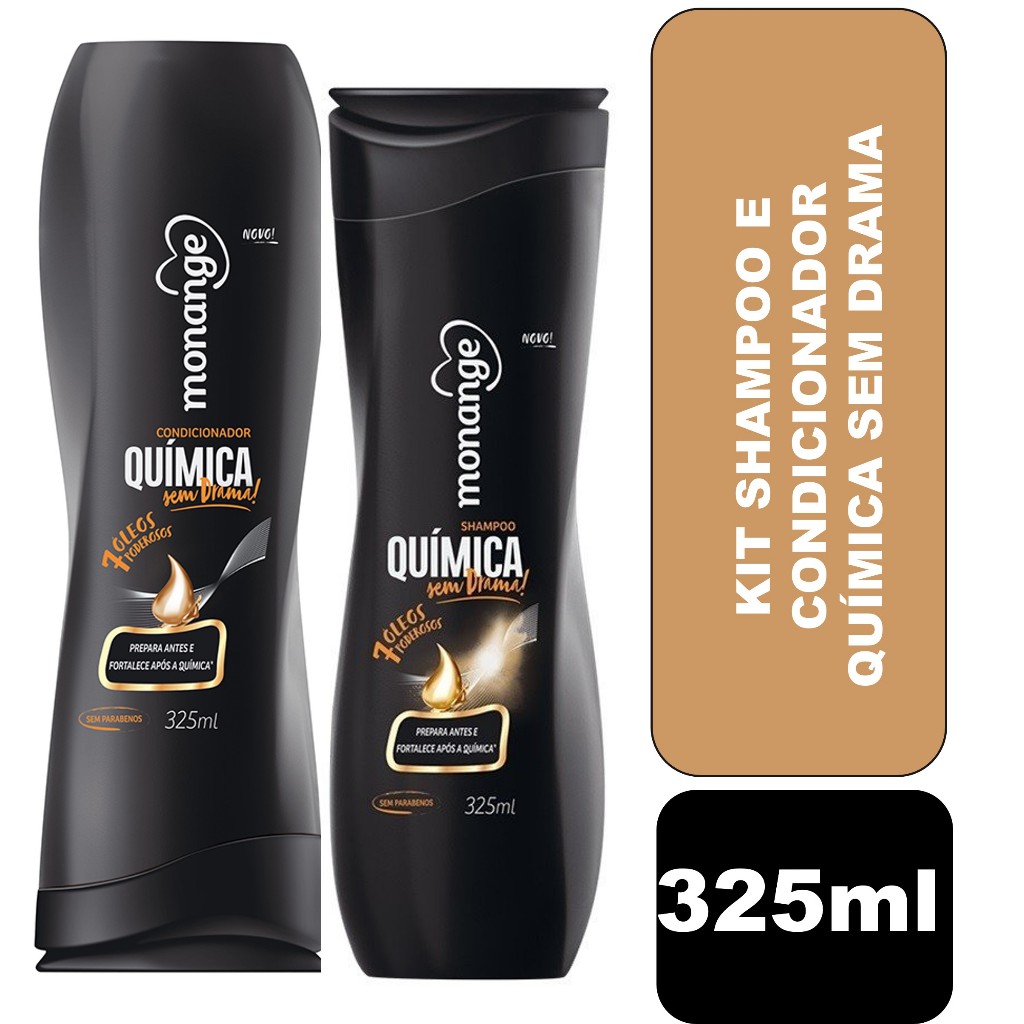 Kit Shampoo e Condicionador Monange Química Sem Drama 325ml | Shopee Brasil