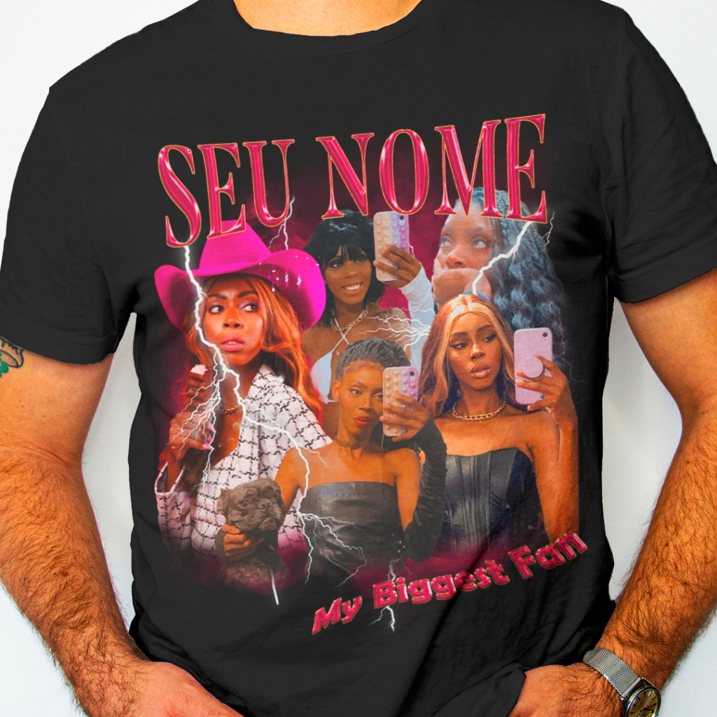 Camiseta graphic tee montagem de fotos namorada trend tiktok blusa
