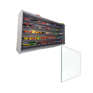 Expositor de carrinhos hotwheels em 45º+Porta VIDRO P/carrinhos