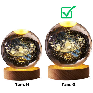 Luminária De Mesa Bola De Cristal Led Abajur - Lua, Sistema Solar, Saturno, Galáxia, Árvore  - Tamanho M e G — foto 7 — Achou Levou Brasil