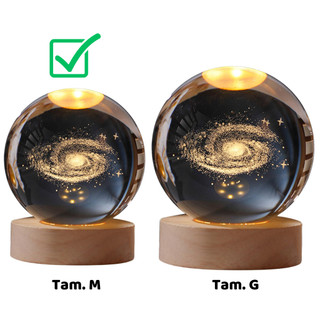 Luminária De Mesa Bola De Cristal Led Abajur - Lua, Sistema Solar, Saturno, Galáxia, Árvore  - Tamanho M e G — foto 2 — Achou Levou Brasil