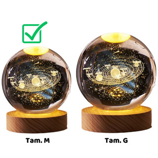 Luminária De Mesa Bola De Cristal Led Abajur - Lua, Sistema Solar, Saturno, Galáxia, Árvore  - Tamanho M e G — foto 4 — Achou Levou Brasil