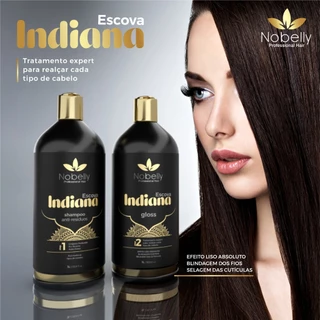 Escova Orgânica Indiana Definitiva Shampoo + Condicionador Liso Absoluto 1000 ml + Kit Cumbuca