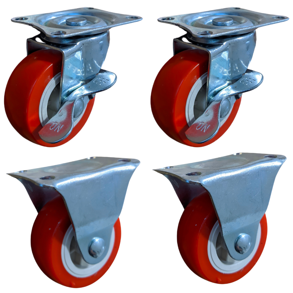 Roda Rodinhas Giratória Com Freio E Fixas 4 Un 50mm 200kg