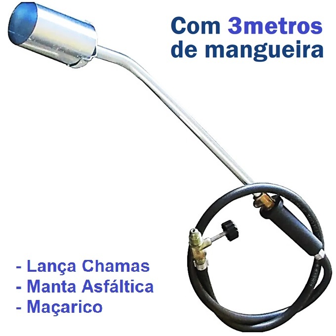 Maçarico Lança Chamas Manta Asfáltica Curto Gás Botijão 13kg
