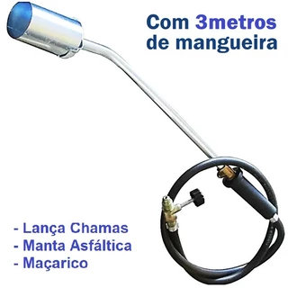 Maçarico Lança Chamas Manta Asfáltica Curto Gás Botijão 13kg