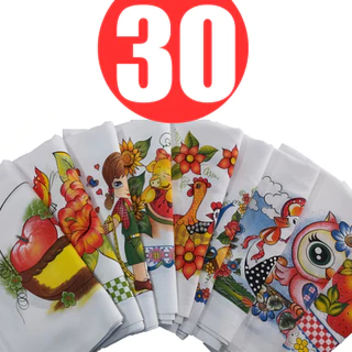 jogo Pano de Prato pé de galinha estampado 100% algodão
