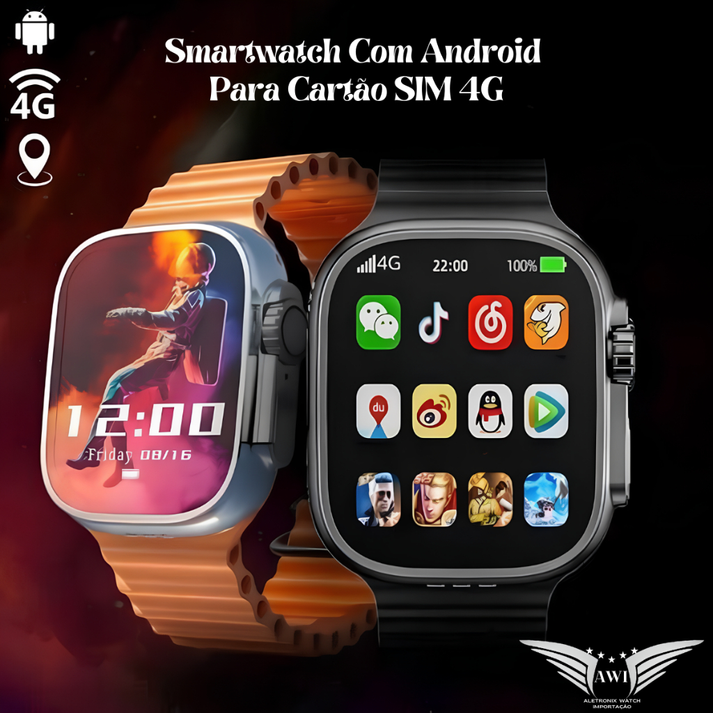 Smartwatch Rel gio Inteligente Android Com Slot Para Cart o SIM 4G Com 