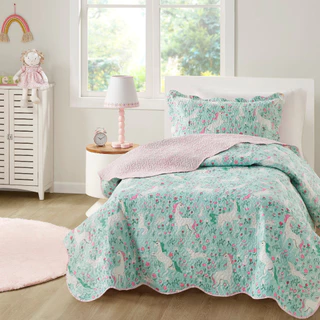 Colcha Cobre leito Solteiro Kids Infanto Juvenil Kit com 2 Peças Dupla Face Estampada com Porta Travesseiro 150 Fios