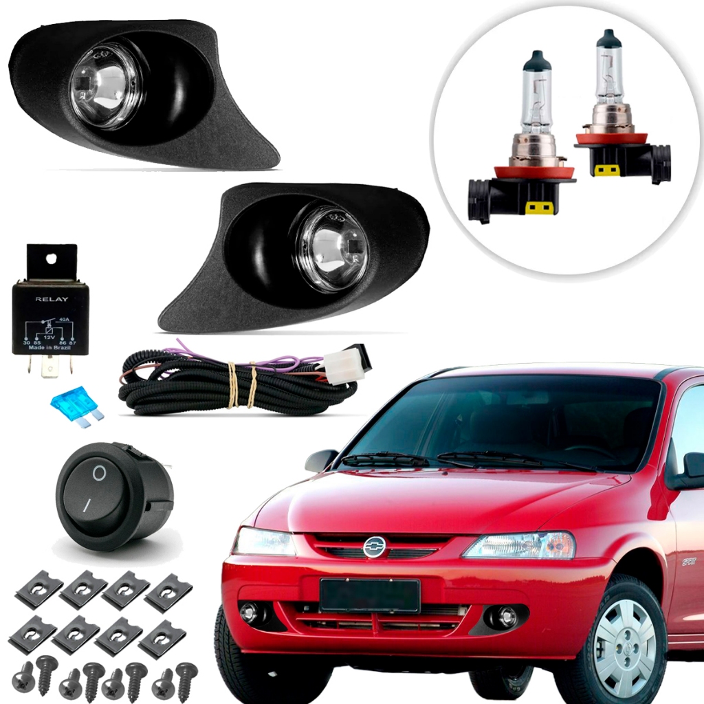 Kit de Farol Milha Farolete Neblina Auxiliar Chevrolet Celta 99 2000 ...