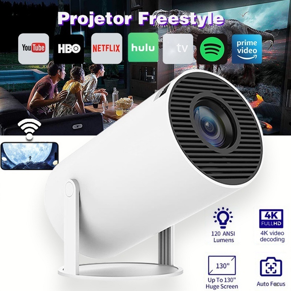 Projetor Wi-fi lançamento Portátil com Android HDMI Smart Cinema H300 4k HD