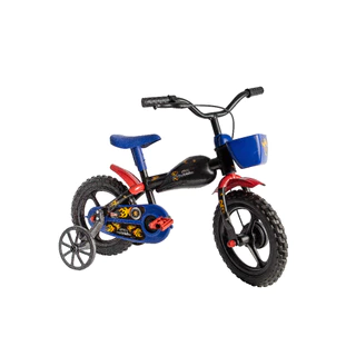 Bicicleta de passeio/urbana infantil Styll Baby Moto bike aro 12 cor preto/azul/vermelho com rodas de treinamento em Oferta na Shopee
