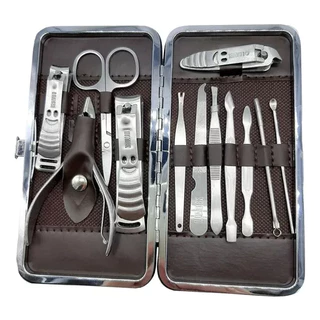 Kit De Unha Manicure Portatil Cortador Estojo Pinca Tesoura 12 peças Envio imediato