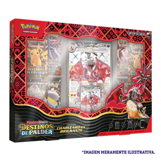 Pokémon Box Destinos de Paldea EV4.5 Charizard - Trilho Férreo - Presa Grande Brilhante Shiny