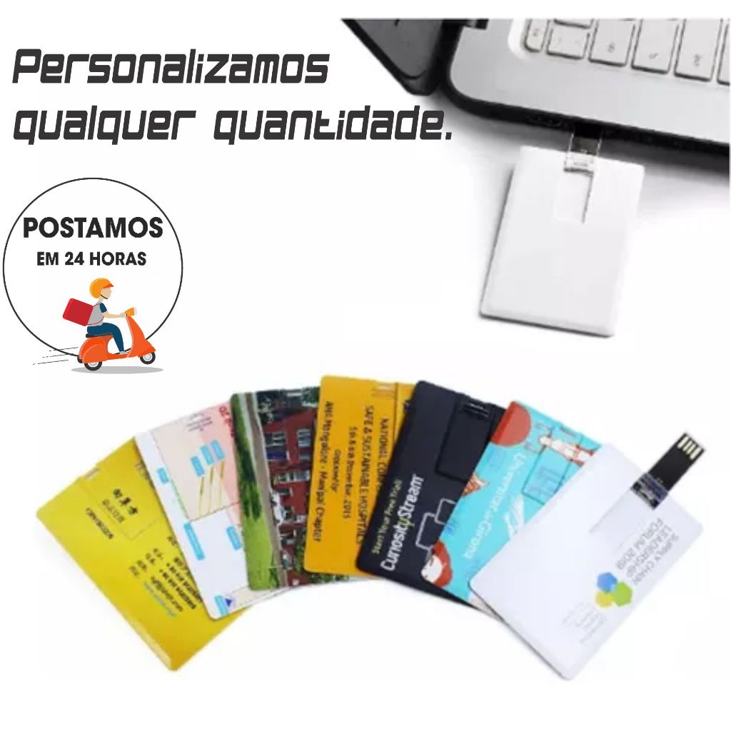 Pen drive cartão Pen Card Personalizado 4gb 8gb 16gb 32gb 64gb Gravado com Impressão Colorida