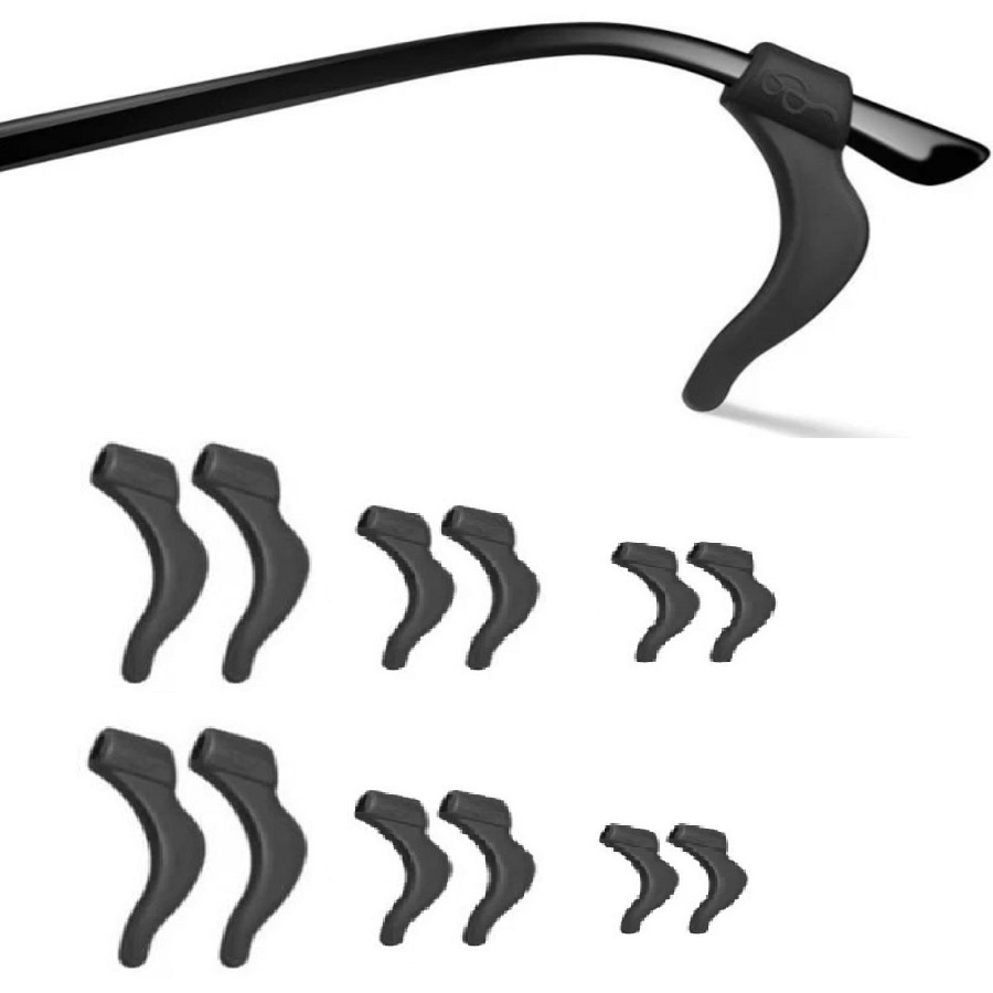 Gancho De Orelha 6 Pares Flexível Preta Em Silicone Para Haste De Óculos Anti Deslizante Confortável