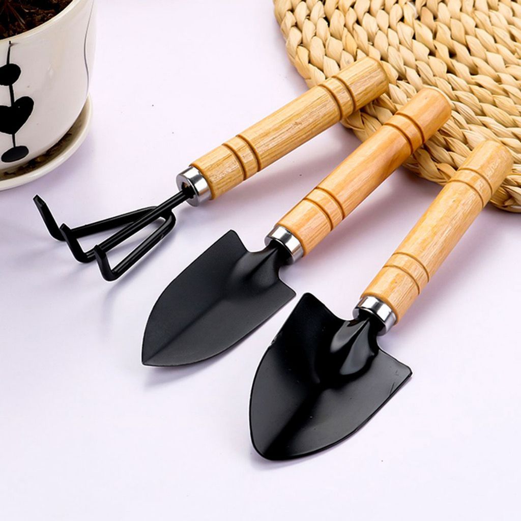 Mini Kit Ferramentas de Jardinagem Conjunto Com 3 Peças Pá Ancinho