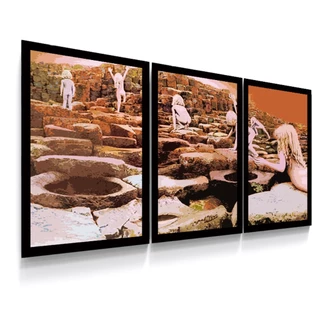 Conjunto 3 Quadros Decorativos Poster Led Zeppelin Banda Rock Tamanho 42 x 90 cm