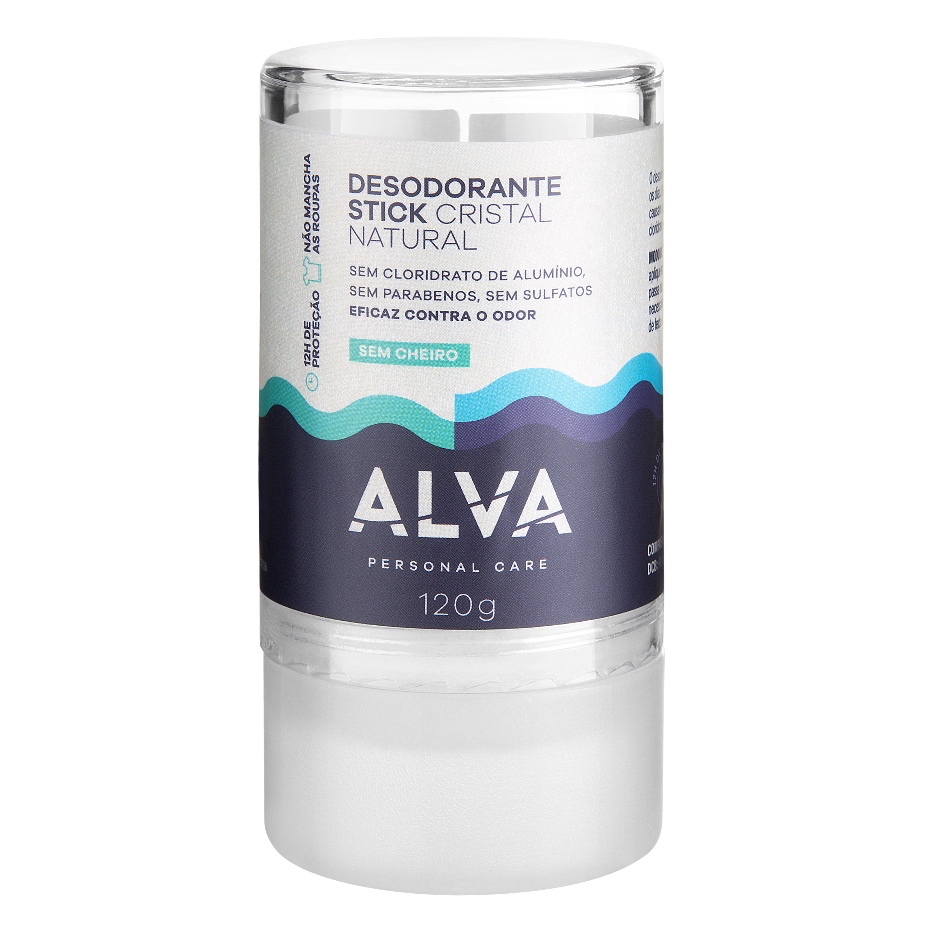 Desodorante Cristal Alva 120g Vegano Sem Cheiro Dura 2 anos