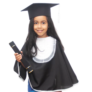 Meia Beca Infantil - Preto e Branco - Roupa de Formatura com Canudo e Capelo ajustável