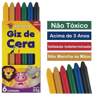 Giz de cera Alcalex - 6 Unidades a Caixa - 25 Gramas