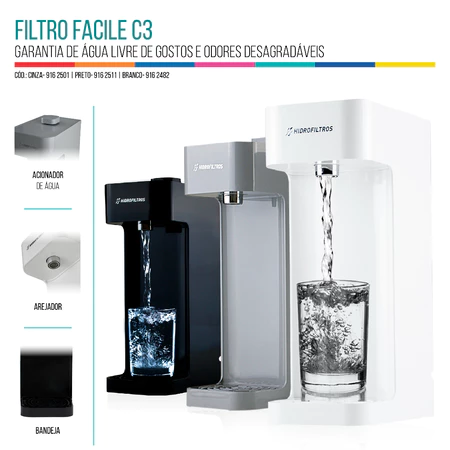 Filltro purificador de água Facile com refil de carvão ativo 