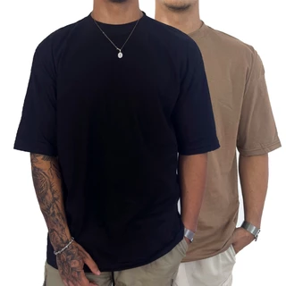 KIt 2 Camisetas Oversized Masculina Camisa Larga Streetwear com Gola alta