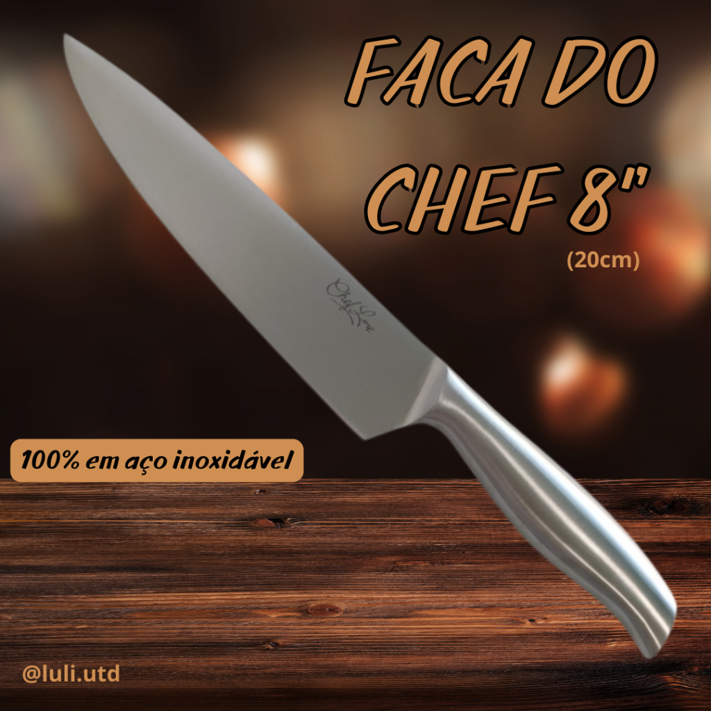 Faca Chef 8 Pol Inox Profissional Cozinha - Ultracorte | Shopee Brasil