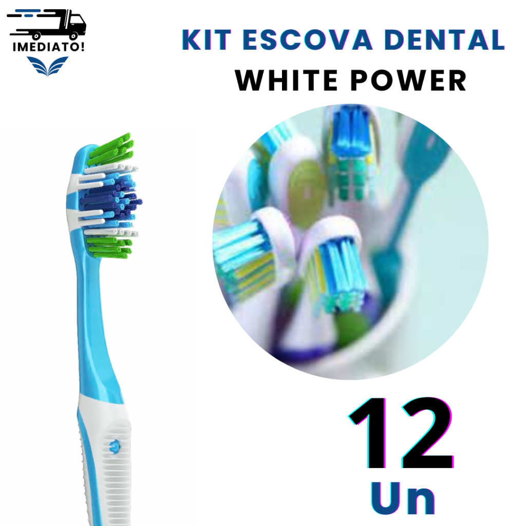 Kit 12 Escova Dental Macia WHITE POWER