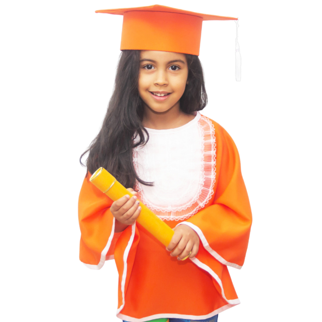 Meia Beca de Formatura Infantil - Laranja - Crianças de 4 a 9 anos ...