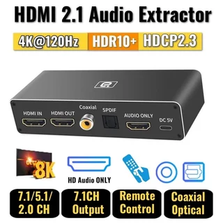 Extrator De Áudio Hdmi 2.1 Coaxial Óptico, 8k 60hz, 4k 120hz