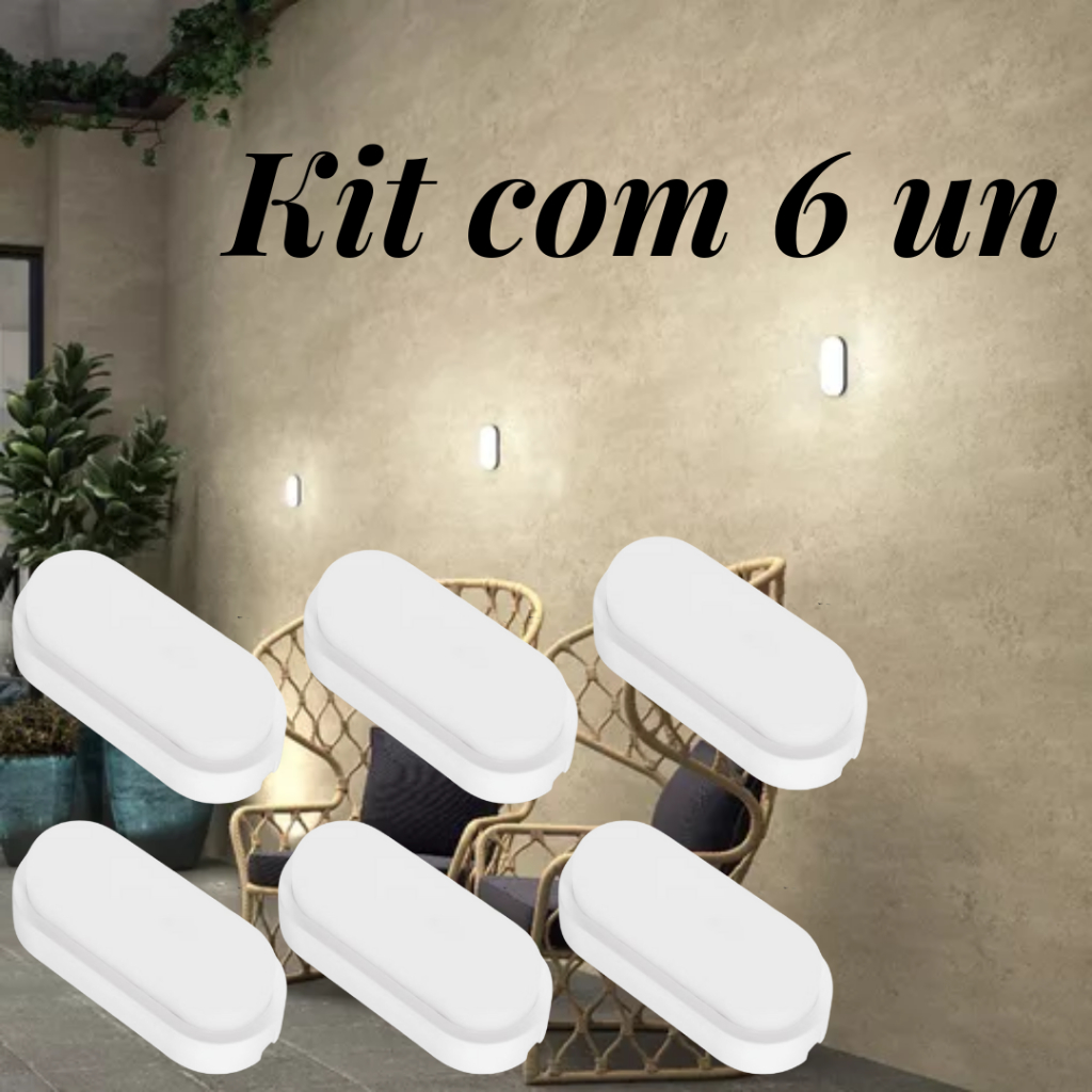 Kit 06 unidades Tartaruga Led 8w Luz de muro luminária de muro - Apollo