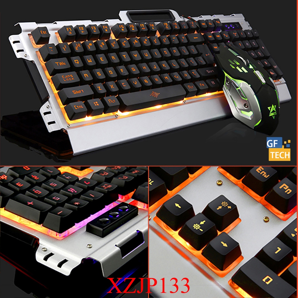 Kit Teclado E Mouse Gamer Rgb Usb Com Fio Led Abnt Ergonômico À Prova D'Água Para Computador PC XZJP133