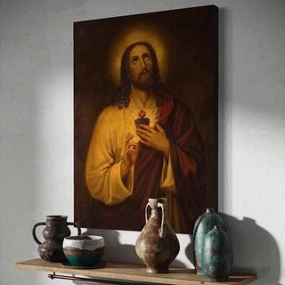 Quadro Tarsila do Amaral Sagrado Coração de Jesus Obra de Arte Moderna em Tela Acetinada