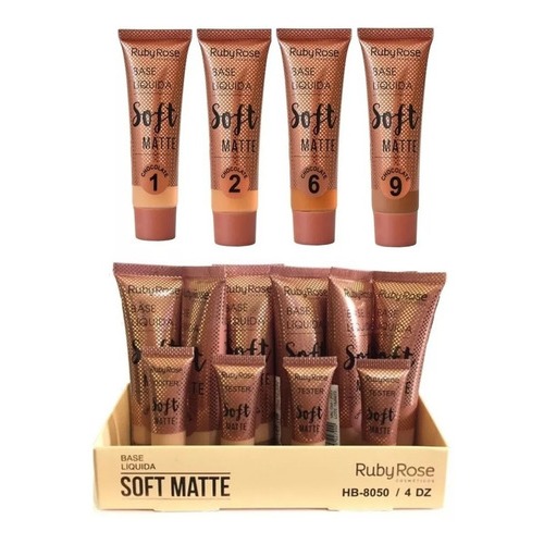 KIT 4 UNIDADE Base Liquida Soft Matte Chocolate Ruby Rose Hb8050 NUMERO ...