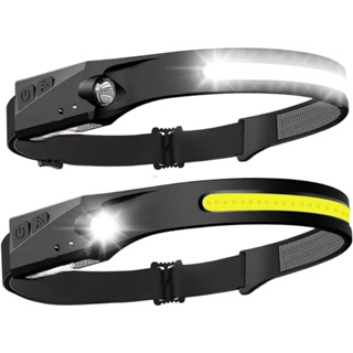 Amuzer Lanterna/LED recarregável por USB, lanterna de cabeça de corrida, lanterna com sensor de movimento, lanterna COB de 230° para caminhada, ciclismo, acampamento