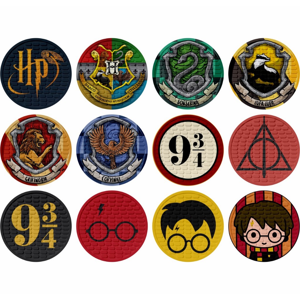 Porta Copos Harry Potter Emborrachado Bolacha De Chopp Apoio De Copos Cervejas Descanso De Copos Decorativos Quarto Cozinha Escritório 9 cm