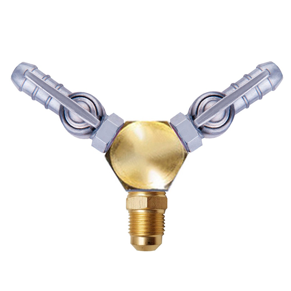 Adaptador Duplo Com 2 Registro 3/8 bm Para Tubo De Cobre 3/8 sae Gás