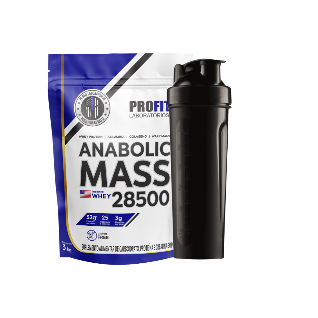Anabolic Mass 28500 Hipercalórico Ganho de Peso 3kg Profit Labs + Coqueteleira