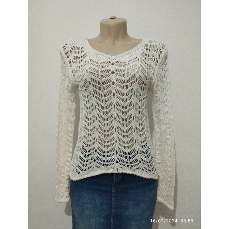 Hermosa blusa tejida a crochet