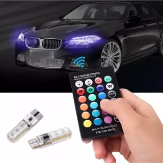 Par 2 lampada T10 LED RGB DECORAÇÃO COM CONTROLE REMOTO LEITURA STROB FLASH 16 CORES