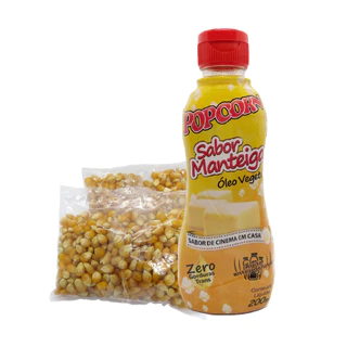 Milho de Pipoca 200g + Óleo Popcorn sabor Manteiga 200ml